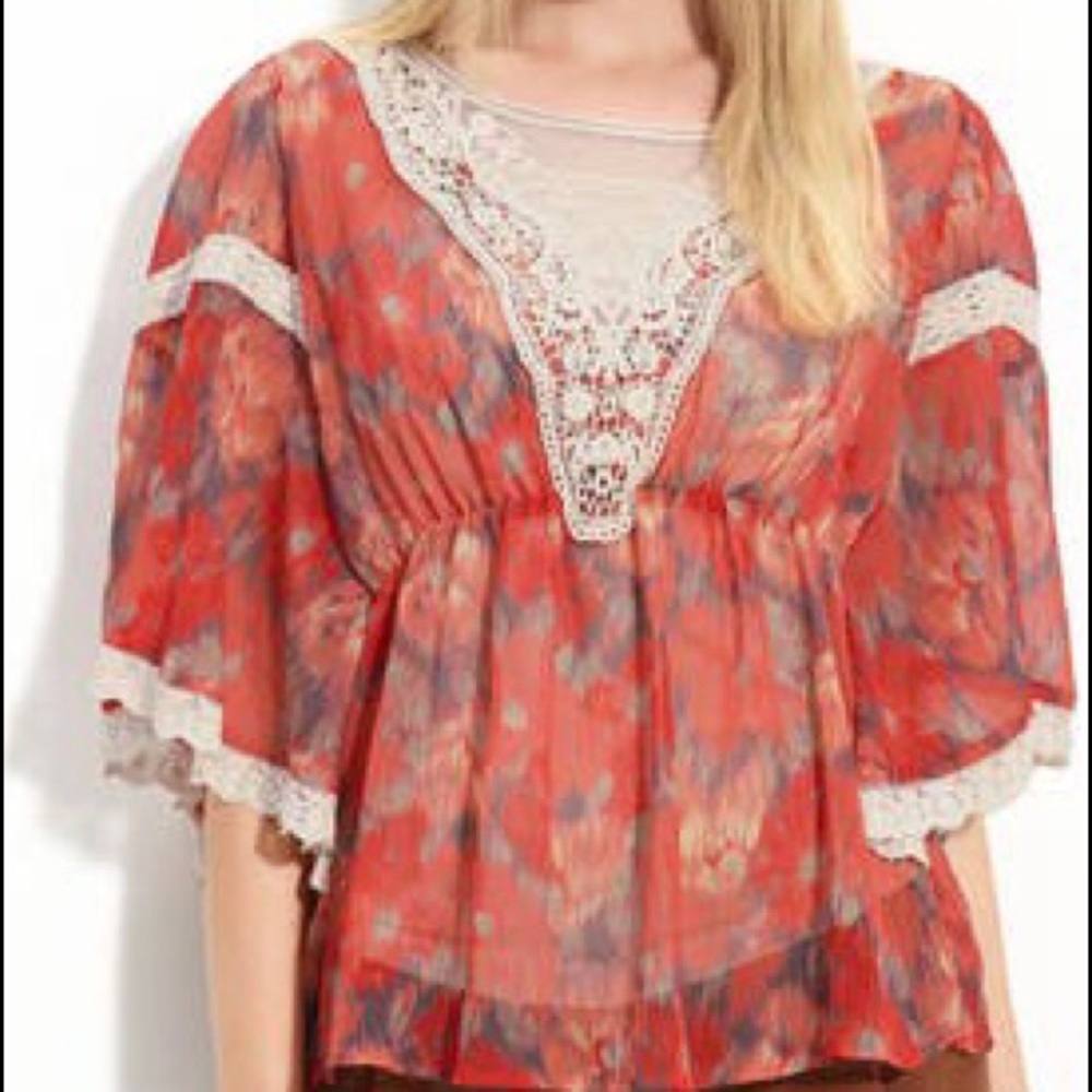LIKE NEW! Free People Daydreamer Print Chiffon Top SP